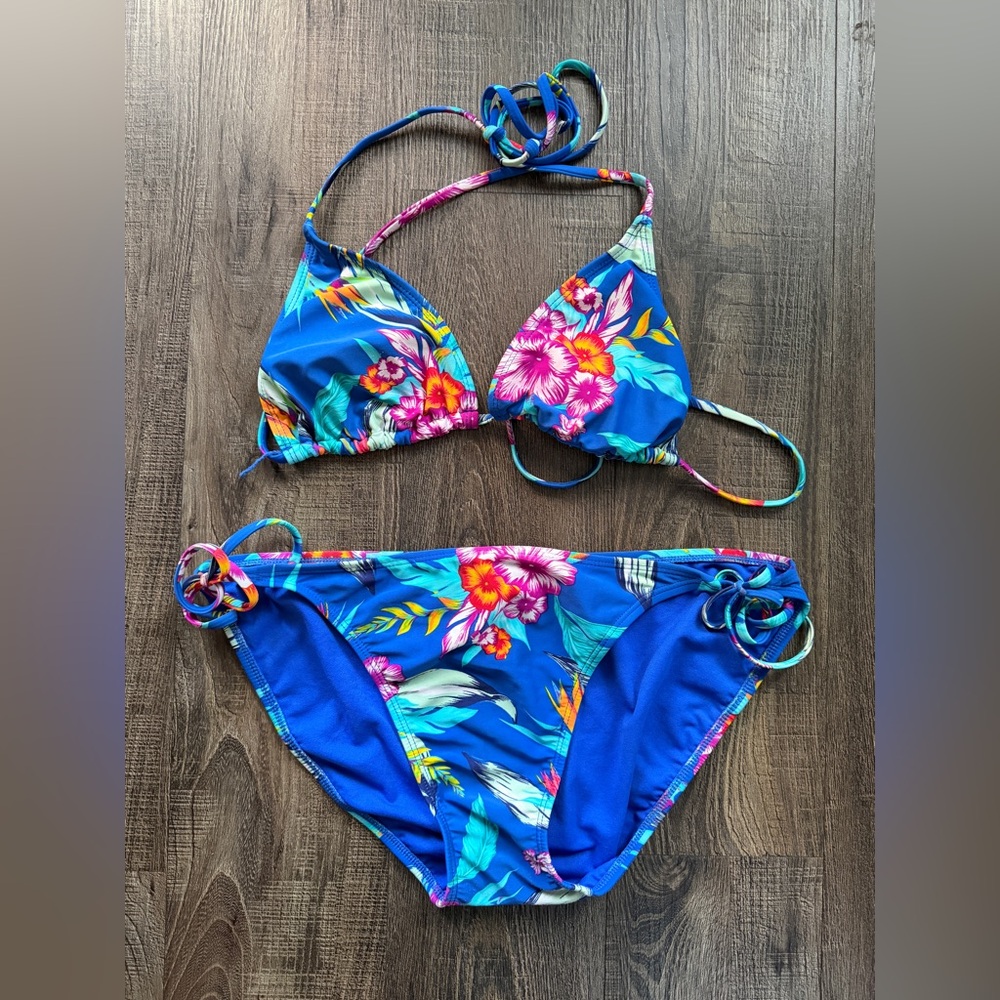 Floral Blue Bikini Set